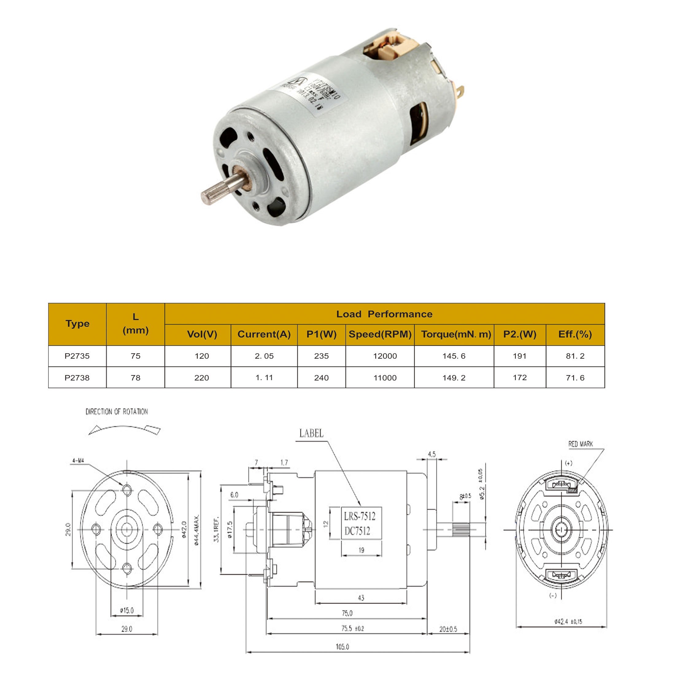 P27 Automatic Door Lock Motor